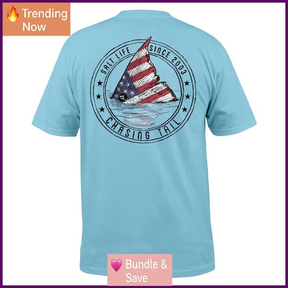 Men's Cotton Pocket Tee with Patriotic Graphics Crew Neck